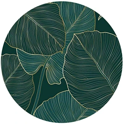 Abbildung von JIMOWANG Tropical Leaves Mouse Pad for Desk with Non Slip Rubber Base Office Computer Round Mousepad Mat Home Accessories