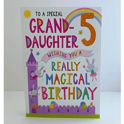 Abbildung von Regal Publishing Geburtstagskarte für Enkelin, zum 5. Geburtstag, 22,9 x 15,2 cm, C80571, Rosa