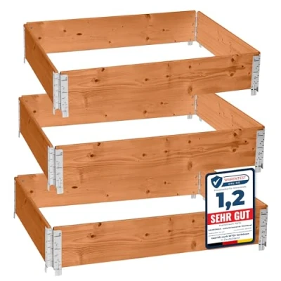 Abbildung von Garronda Hochbeet Profil 3er Pack Palettenrahmen 120x80x20 Holz für Pflanzen GD 0075 (3 St., Set)