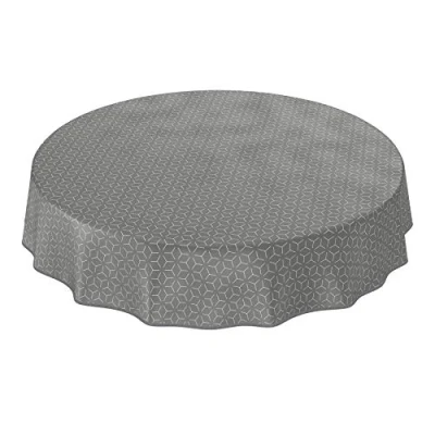 Abbildung von ANRO Tischdecke Wachstuch abwaschbar Wachstuchtischdecke Wachstischdecke Nordic Style Grau Rund 120cm mit Saum Eingefasst