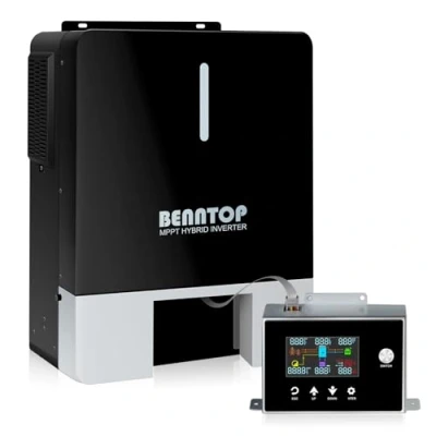 Abbildung von BENNTOP 6200W Solar Hybrid Wechselrichter 48V DC zu 230V AC mit 120A MPPT Solarregler, PV Eingang 500V, Reiner Sinus Netzunabhängig für Blei Säure und Lithium Batterien