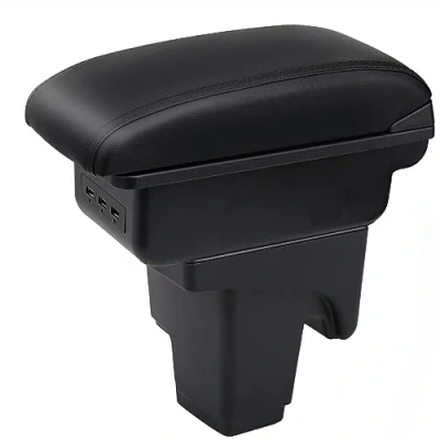 Abbildung von Auto Armlehnen für Focus 3 mk3 2011 2019 Doppelschicht Mittelkonsole Große Aufbewahrungsbox mit USB Ladeanschluss Schwarze Nähte