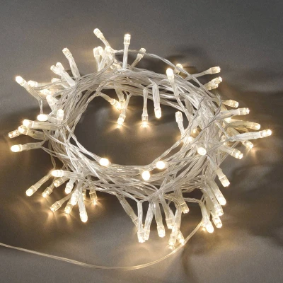 Abbildung von Konstsmide 3728 103 LED Lichterkette / für Außen (IP44) Batteriebetrieben: 2xD 1.5V (exkl.) mit Lichtsensor, 6h und 9h Timer 80 Dioden transparentes Kabel, weiß