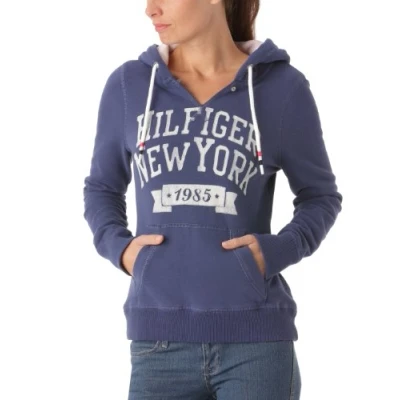 Abbildung von Tommy Jeans Damen Langarm Knit Blau (484 Blue Print) 34 (S)