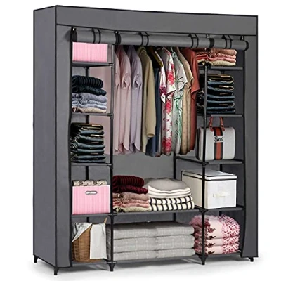 Abbildung von Massido Mobiler Textil Kleiderschrank Stoffschrank Faltschrank Textilschrank Gaderobe XXL (Graphit)