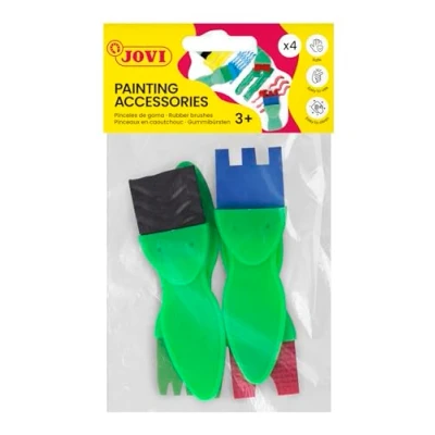 Abbildung von Jovi Pinsel Set mit 4 Gummipinseln in verschiedenen Formen einem Beutel