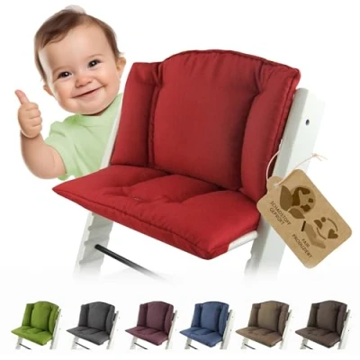 Abbildung von BAMBINIWELT Sitzkissen Auflage Bezug Ersatzkissen Kissen kompatibel mit Stokke Tripp Trapp Hochstuhl (meliert rot)