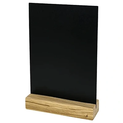 Abbildung von HMF Wandtafel Tischaufsteller 464, DIY Deko Kreidetafel, T Ständer mit Holzfuß, DIN A5 Hochformat