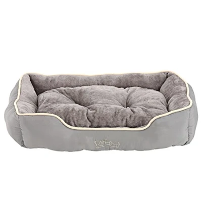 Abbildung von Dehner Tierbett Sammy, rechteckig, grau, versch. Größen, hochwertiges Hundebett / Katzenbett, mit herausnehmbarem Liegekissen