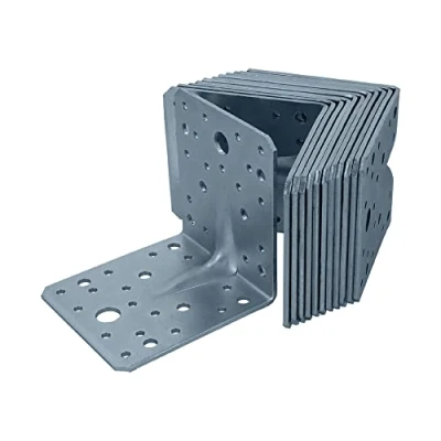 Abbildung von HELPMATE Winkelverbinder mit Sicke 100x100x90 mm, galvanisch verzinkt, blau passiviert, Holzverbinder 12 Stück, Silber, 8099978