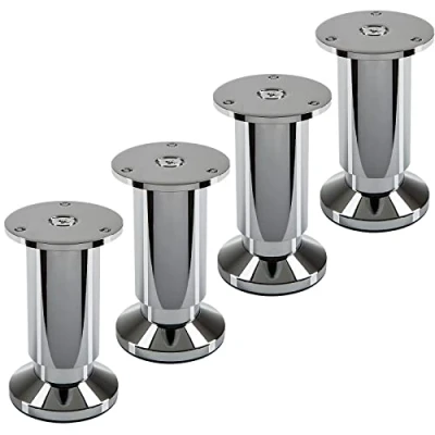 Abbildung von 4 Stück Möbelfüße TERRA Höhe 100 mm Chrom poliert Sockelfüße höhenverstellbar bis max. 15 mm, belastbar 250 kg/je Fuß von SOTECH