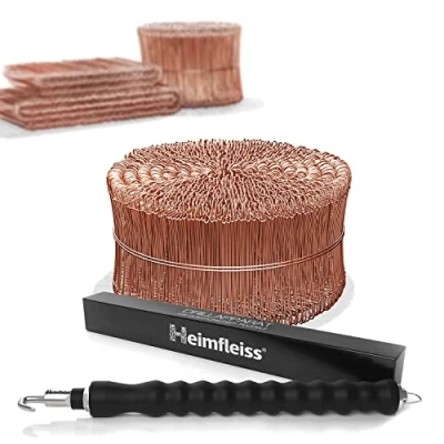 Abbildung von Heimfleiss® Drillapparat Driller + verkupfertem Rödeldraht 1,0 x 100 160 mm (1000 Stk) hochwertiges Set aus Drahtbinder Rödelzange &amp; Bindedraht Sackverschluss Drahtverschluss Ösendraht Drill Draht