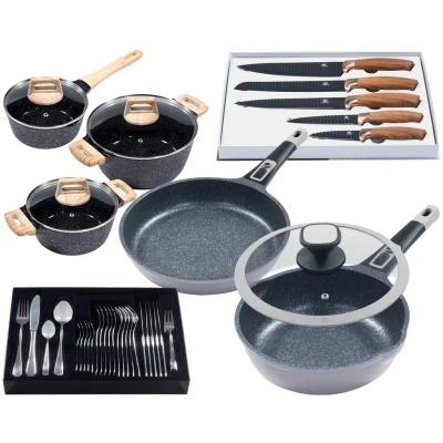 Abbildung von KING Pfannen Set &quot;Moonscape&quot;, Aluminiumguss, (Set, 11 tlg.), Induktion, (Töpfe+Glasdeckel, Pfannen+Deckel,Messer,Besteckset)