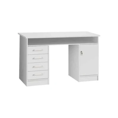 Abbildung von Forte Net 106 4 Schubladen und 1 Tür, Holzwerkstoff, Weiß, B x H T, 8 55 cm Schreibtisch, 126 75,8