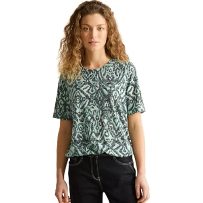 Abbildung von Cecil MIT Ornamentmuster Tshirt print, Damen, Größe: XS, Grün