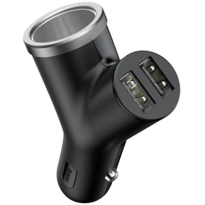 Abbildung von Baseus CCALL YX01 KFZ Ladekabel für Handys 2x USB mit Stecker Zigarettenanzünder schwarz