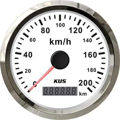 Abbildung von KUS GPS Geschwindigkeitsmesser, wasserdicht, 0 200 km/h, für Auto, Motorrad, LKW, 85 mm (weiß)