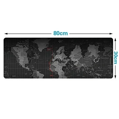 Abbildung von Gaming Mauspad Weltkarte, 800 * 300 3mm/31.5 11.8 0.11 Zoll,Mousepad Tischunterlage, Anti Rutsch Schreibtischunterlage Tischunterlage Matte Multifunktionales Office Mousepad Schwarz Weltkarte