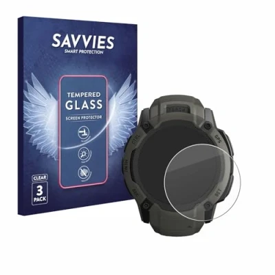 Abbildung von Savvies Panzer Schutz Glas für Garmin Instinct 2X Solar (3 Stück) 9H Hartglas, Anti Fingerprint, Displayschutz