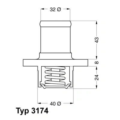 Abbildung von WAHLER 3174.89D Kühlwasserthermostat 89 mit Dichtung RENAULT: Kangoo I, TWINGO 1, CLIO 1