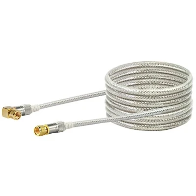 Abbildung von SCHWAIGER 9536 SAT Antennenkabel 10m Satellitenkabel Koaxialkabel 90 gewinkelt zu F Stecker HDTV DVB T2 110dB 75 Ohm 4 Fach geschirmt