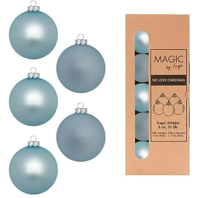 Abbildung von MAGIC by Inge Weihnachtsbaumkugel, Weihnachtskugeln Glas 6cm 20 Stück Cordial Blue