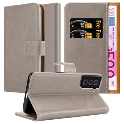 Abbildung von Cadorabo Hülle kompatibel mit Samsung Galaxy S22 Plus aus Premium Kunst Leder Flip Klappbare Stoßfeste Magnetische [Standfunktion] [Kartenfächern] Cover für Tasche in Braun