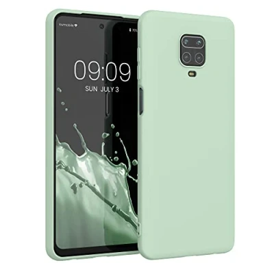 Abbildung von kwmobile Hülle kompatibel mit Xiaomi Redmi Note 9S / 9 Pro Max weiches TPU Silikon Case Cover geeignet für kabelloses Laden Mintgrün matt