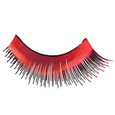 Abbildung von Eulenspiegel 000069 Künstliche Wimpern, Rot metallic, 1 ml Spezial Wimpernkleber, Anleitung, für Karneval, Mottoparty