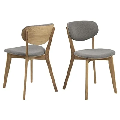 Abbildung von AC Design Furniture Mille Esszimmerstühle, H: 80,5 x B: 46,5 T: 53 cm, Ø: 60 Hellgrau, Stoff/Eiche, 2 Stk.