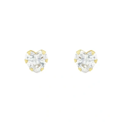 Abbildung von Amor Ohrstecker Damen Ohrschmuck, mit Zirkonia synth., 0,6 cm, Weiß, Herz, Kommt in Schmuck Geschenk Box, 2013366