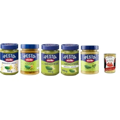 Abbildung von 12x Pesto Basilico e Limone 190g Glutenfreie Italienische Pasta Sauce mit einer Note von / Zitrone und Basilikum, Nudel Soße, grünes + Italian Gourmet polpa 40g