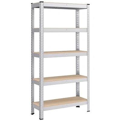 Abbildung von SONGMICS Schwerlastregal, Kellerregal, Lagerregal, 30 x 75 150 cm, Regal mit Stahlgestell, bis 650 kg belastbar, 5 verstellbare Ablagen, silbern GLR030E01