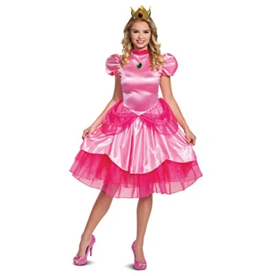 Abbildung von Disguise Damen Princess Peach Costume Official Nintendo Super Mario Bros Adult Dress and Crown Kost me in Erwachsenengr e, Rosa, Medium (8 10) US EU