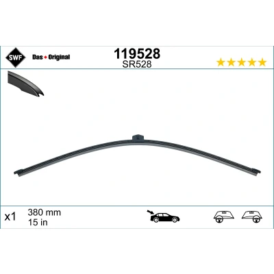 Abbildung von Scheibenwischer Swf Visioflex Rear 119528 380mm hinten Rahmenlos AUDI: A4 B9 Avant, Q7, A1 Schrägheck