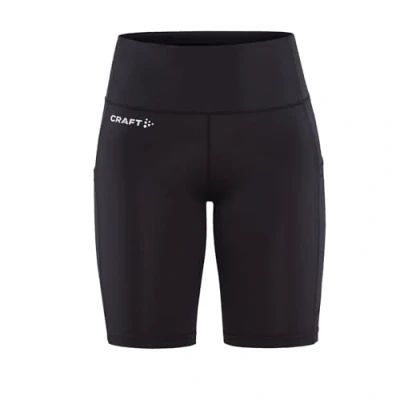 Abbildung von Craft ADV Essence Short Tights 2 Kurze Sporthose Damen XL Black Radlerhose mit extra breitem Bund Kordelzug Recycelter Polyester große Taschen Kleine Schlüsseltasche