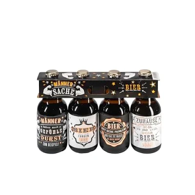 Abbildung von Bier Männer / 4er Träger &quot;Männersache&quot; Witzige Sprüche/Kupferveredelung/Partygeschenk/NEU