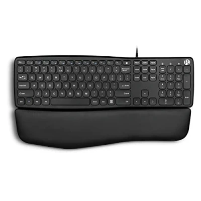 Abbildung von Perixx PERIBOARD 527 Wired Comfort USB Keyboard Laptop Scissor Keys Curved Ergo Lite Design Detachable Soft Wrist Rest Black US English…