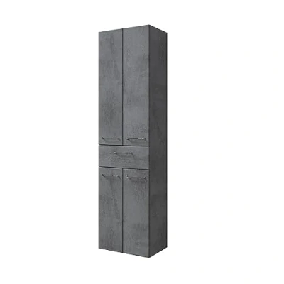 Abbildung von Pelipal Badezimmerschrank Quickset 945 in Oxid Dunkelgrau, 50 cm breit Hochschrank mit 4 Türen, 1 Schubkasten und 3 Glas Einlegeböden