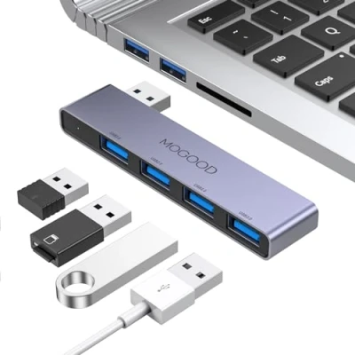 Abbildung von USB Hub 3.0 MOGOOD für Laptop Splitter Port Expander Multiport Adapter Laptop,Xbox,Flash Drive, HDD,Konsole,Drucker,Kamera,Tastatur, Maus