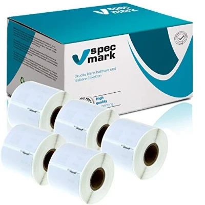 Abbildung von specmark 5 Etiketten Rollen kompatibel mit DYMO 99015 54mm x 70mm S0722440 320 Stück zu allen Etikettendruckern LabelWriter 450 4XL Seiko SLP
