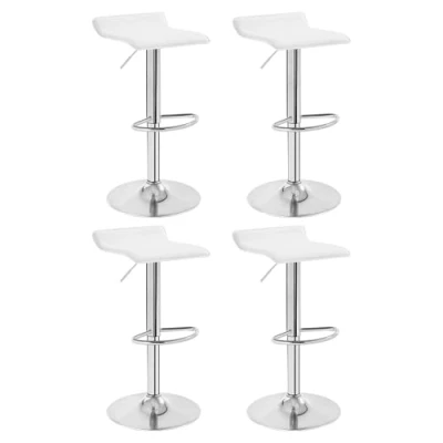 Abbildung von WOLTU 4er Set Barhocker Design Stuhl Drehstuhl Tresenstuhl，stufenlose Höhenverstellung, verchromter Stahl Kunstleder Weiß BH11ws 4