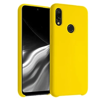 Abbildung von kwmobile Hülle kompatibel mit Xiaomi Redmi Note 7 / Pro Silikon Handy Case Handyhülle weiche Oberfläche kabelloses Laden Strahlend Gelb