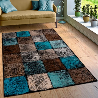 Abbildung von Paco Home Teppich &quot;Metro 155&quot;, rechteckig, Kurzflor, modernes Karo Muster, ideal im Wohnzimmer &amp; Schlafzimmer