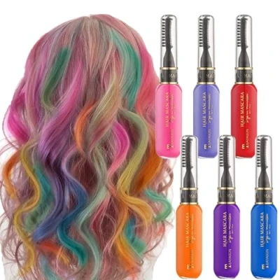 Abbildung von Sitovely 6PCS Instant Hair Colour Dye Temporary Mascara, Haarkreidekamm Temporäre Haarfarbe für Mädchen, Washable Rainbow Chalk for Birthday Cosplay DIY (A, M)