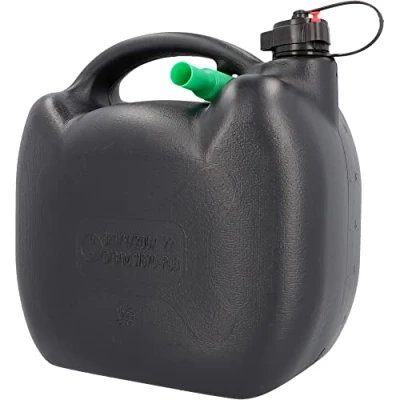 Abbildung von Benzinkanister, Kraftstoffkanister für Treibstoff aller Art, mit UN Zulassung, inklusive Ausgießer, Kunststoff, schwarz, 10L