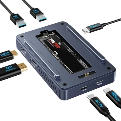 Abbildung von Acasis M2 NVMe SSD Gehäuse 40 Gbit/s USB C Aluminium PCIe 2280 M Key (B+M Key) Solid State Drive Externe Festplattengehäuse kompatibel mit 4/3.2/3.1/3.0/Typ Geräten (TBU405PLUS H)