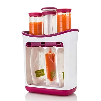 Abbildung von Infantino Squeeze Station,Quetschstation Für Babynahrung mit 10 Quetschbeutel,Baby Lebensmittel BPA Frei Quetschie Zubereiter Smoothie,Fruchtmus,Baby Brei,Joghurt