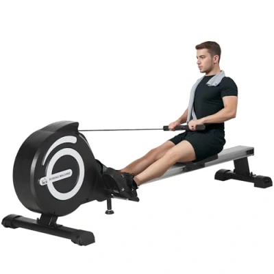 Abbildung von HOMCOM Rudergerät für Zuhause, Klappbar, mit 8 Stufen Magnetbremssystem, LCD Anzeige (Rudermaschine, 1 tlg., Fitnessgerät), Ganzkörpertraining, Alu, Schwarz