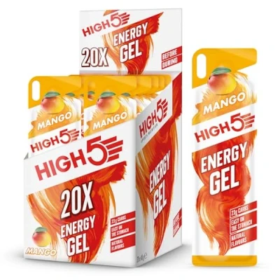 Abbildung von HIGH5 Energy Gels Sportgele mit Schnellentriegelung zur Kraft der Muskeln für Höchstleistungen Natürlicher Fruchtsaft &amp; koffeinfrei Energieschub unterwegs, zum Laufen, Radfahren und Ausdauer